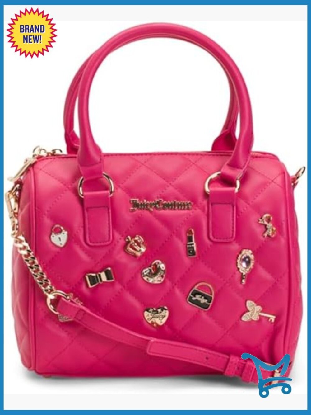 Quilted Faux Leather Satchel Handbag with Detachable Crossbody Strap